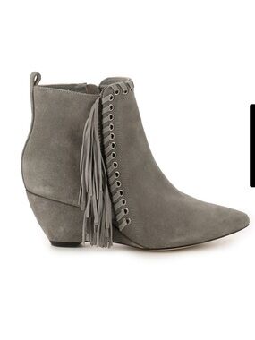 Matisse Suede Gray Fringe Booties